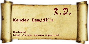 Kender Demjén névjegykártya